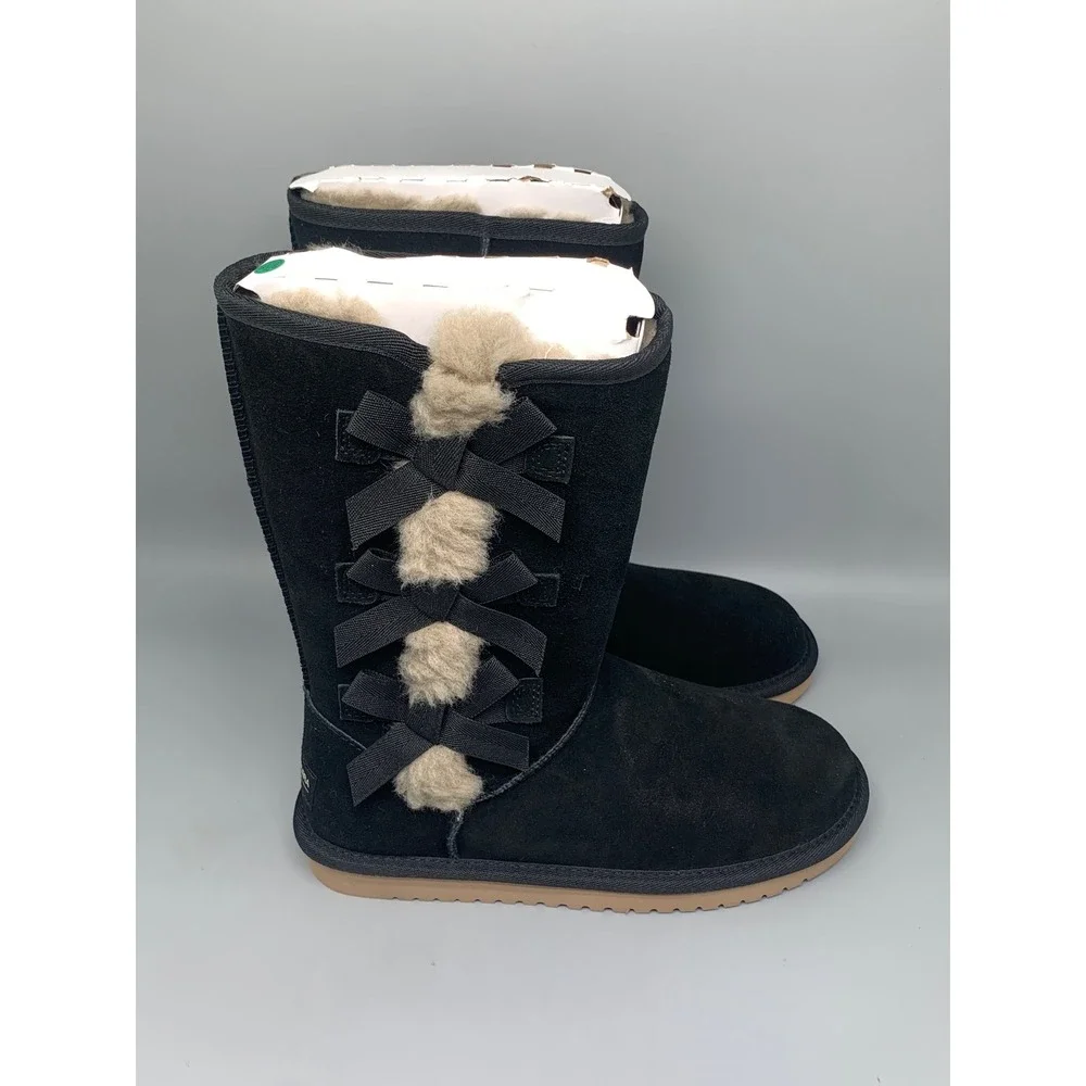 Koolaburra by UGG Victoria Tall Black Suede Boots 1015875 Women's Sz 6 NWT